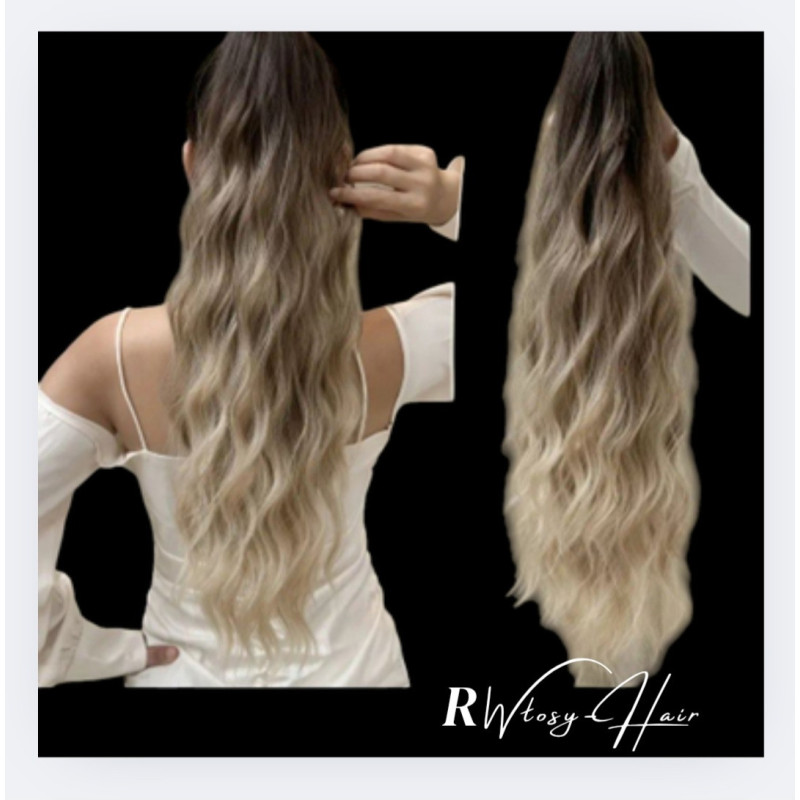 Kitka ombre 60 cm – Popielaty blond z brązem